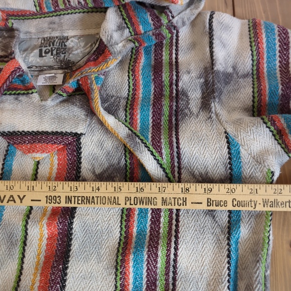 Original Senor Lopez Woven Baja Hoodie Pullover Poncho Surfer Adult SZ M - Picture 5 of 11